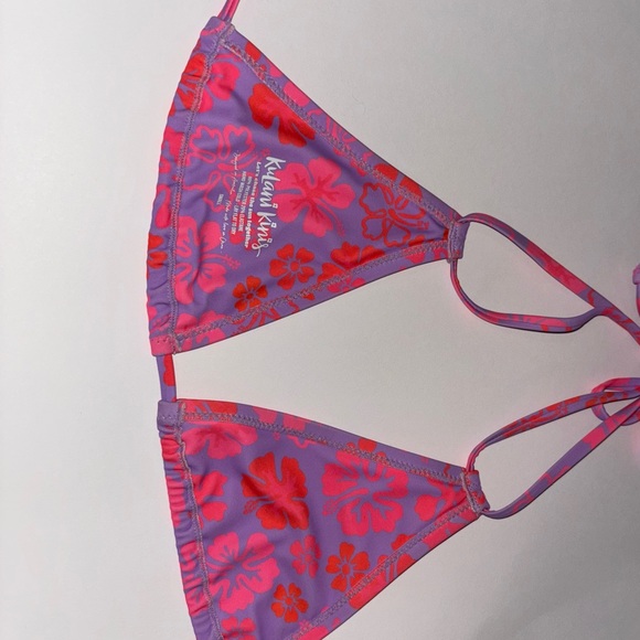 Kulani Kini Floral Bikini Top in Pink and Purple - Picture 2 of 3